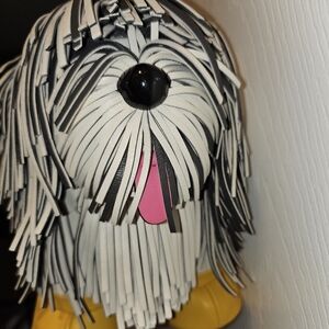 Kate spade Fringe Dog handbag - Black, White, Pink tongue real leather authentic
